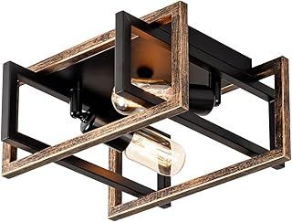 Luling 2-Light Ceiling Light Adjustable Socket, 29CM Flush Mount Ceiling Lighting Fixture, Bronze Finish for Hallway, Bedroom,Dining Room.