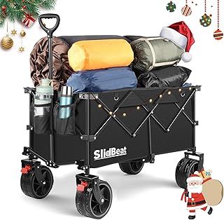 Heavy Duty Trolley with Big Universal Wheels 200L, Handle Triangle Structure, Beach Camping Festival Trolley Cart, Rebound Handle Garden Foldable Pull Along Trolley Wagon