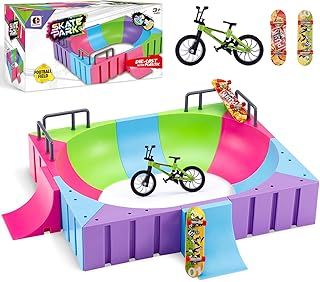 Mini Finger Skateboard DIY Skateboard Ramp and Assembly Ramp Accessories Set Movement Educational Finger Toy Gifts for Children