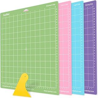 Cutting Mats for Cricut - Lya Vinyl 4 Pack Variety 12x12, Vinyl(StandardGrip, LightGrip, StrongGrip, FabricGrip) Explore Air Series & Accessories (LYA-CUTTINGMAT-4)