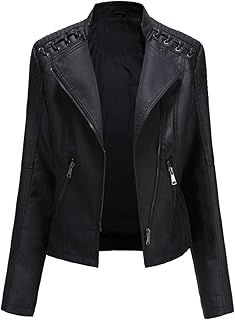 YYNUDA Women's Faux Leather Jacket Zip Up Moto Biker Classic Short Coat Floral Print