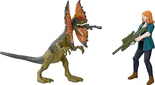Jurassic World Dominion Claire and Dilophosaurus Human and Dino Pack with 2 Action Figures and Accessories, Toy Gift Set and Collectible