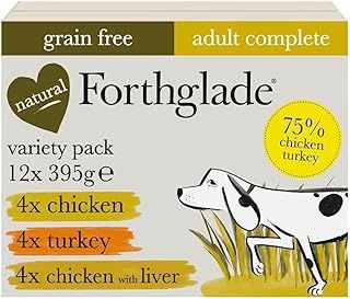 Forthglade Wet Dog Food Variety Pack (12 x 395g Trays) - Adult, Grain Free Chicken, Chicken with Liver & Turkey, Stomach Sensitive with Natural Ingredients, Hypoallergenic