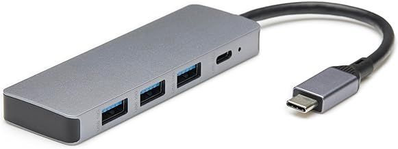 Amazon Basics USB 3.2/3.1 Gen 2 Hub Dock, 10 Gbps, USB-C to 1 x USB-C/3 x USB-A, Works with Windows/Mac, Silver, Black