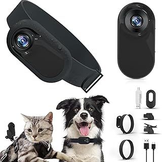 Pet Camera Collar, HD 1080P Dog Cat Tracker Collar, 170° Wide Angle Mini Body Cam, Wireless Sport Action Camera for Cat Dog Recording, Outdoor/Inoor Pet Supplies