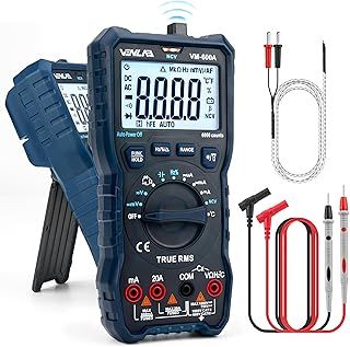 VENLAB Digital Multimeter, TRMS 6000 Counts Auto-Ranging, DC AC Volt Ohm Circuit Tester for Voltage, Current, Resistance, Diodes Continuity, Capacitance, Frequency, NCV, Temperature, Transistors