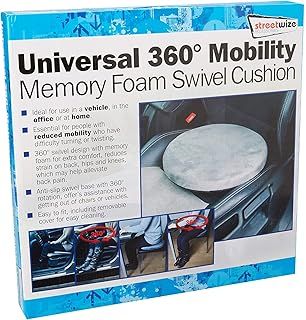 Streetwize SWSV2 Swivel Cushion - Pivotal Seat Cushion w/ 4.5 cm Memory Foam, Rotating Seat Cushions for Cars, Home, Offices
