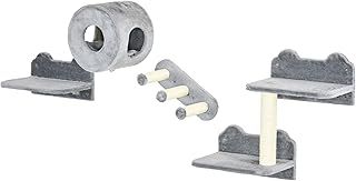 PawHut Four-piece Wall Mounted Cat Tree, Cat Wall Furniture with Platforms, Steps, Scratching Post, Perch, Cat House for Indoor Cats - Grey