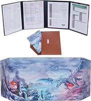 Thick DM Screen Faux Leather with Borderless, Wrinkle-free 4 Pockets, Full Print GM Screen Compatible with Dungeons and Dragons Master, Pathfinder, D&D, US Letter and A4 Usable, Sheets Not Included