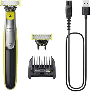 Philips OneBlade 360 Face, Authentic Hybrid Electric Beard Trimmer & Shaver with 360 Blade Innovation. Incl. 1x 360 Blade, 1 x Extra 360 Blade (8 Month Supply), 5-in-1 Adjustable Comb, Model QP2734/30