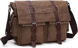 LOSMILE Shoulder Bag, Men's Messenger Bags, 16 Inches Vintage Military Canvas Laptop Bag for Work and School, Multiple Pocket.
