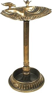Gardenkraft 17390 Bird Bath with Built-In Base Planter/Bronze Effect Clam Shell Design/Weatherproof Garden Feature/Easy To Assemble / 66cm x 39cm