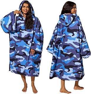 Brentfords Camo Hooded Towel for Adults Men Women, Quick Dry Beach Towels Changing Robe Large Bath Swim Surf Beach Absorbent Soft Microfibre Swim Towel, Navy Blue