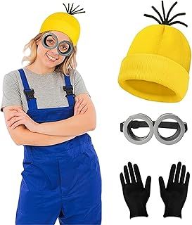 Costume Accessory, Halloween Decorations, 3/5 Pcs Halloween Costumes Includes Goggles Yellow Beanie Gloves Tutu Skirt And Suspenders, for Cosplay Party Fancy Dress Costume Games Party