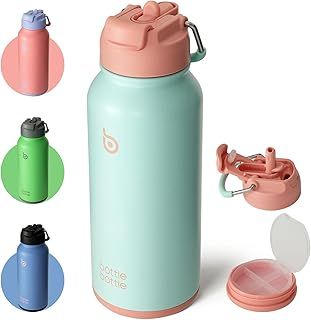 BOTTLE BOTTLE Insulated Water Bottle 950ml(32oz) Stainless Steel Sports Water Bottles with Straw Dual-use Lid Drink Flask Design for Gym with Pill Box (Dreamy Ocean)