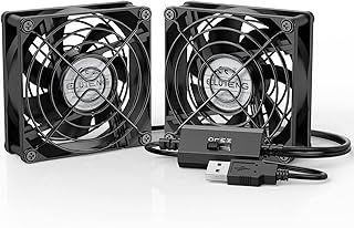 ELUTENG USB Fan 80mm 2 In 1 Computer Fan 5V Mini Desk Fan 2700RPM 32CFM Dual USB PC Fans Cooling Radiator with Black Metal Grill Double Fans For Home Office Bedroom Library