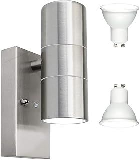 LED 5w Outdoor Up Down Wall Light Dusk Till Dawn Sensor Stainless Steel Finish Cool White ZLC0203CW
