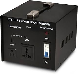 Bronson++ VT 1000 (1000 Watt) 220V to 110V Voltage Converter, use 1000W US devices in Europe - Step Up Down Transformer - 110 USA to 220-240 EU-UK volt outputs