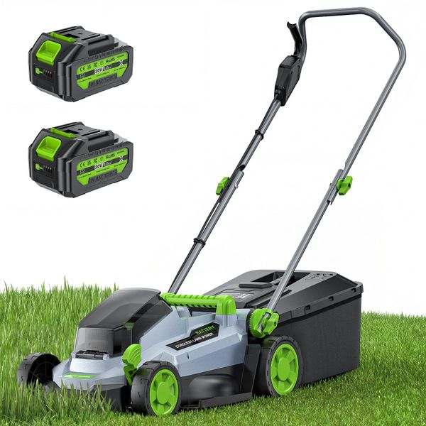 ETOOLAB 40V Cordless Lawnmower, Brushless Motor, 34cm, 300m² Lawn