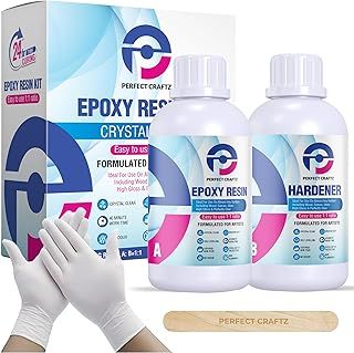 Epoxy Resin and Hardener Kit 1 Litre, Crystal Clear Resin Kit for Art and Craft, Jewellery Making, Decor Items, Bubble-Free, Non-Yellowing, Beginner Friendly