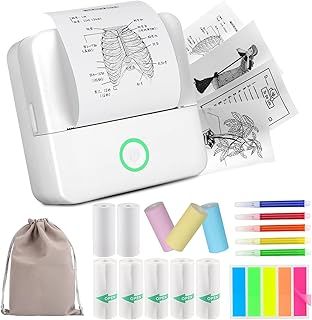 Mini Printer, Portable Inkless Label Maker Wireless Bluetooth Photo Printer for iOS & Android Sticker Printe Machine with 10 Rolls Thermal Paper