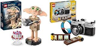 LEGO 76421 Harry Potter Dobby the House-Elf Set, Movable Iconic Figure Model & Creator 3in1 Retro Camera Toy to Video Camera to TV Set, Kids' Desk Decoration