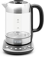 Haden Richmond Temperature Control Kettle - Keep Warm Function - Stainless Steel & Glass Kettle - 3000W Fast Boil & Quiet Electric Kettle - 1.7l Kettle Capacity, Silver