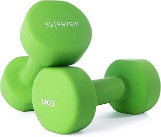 Weights Dumbbells Set Women & Men - Neoprene-Coated & Sweat-Resistant Weights Set with Anti-Roll Technology & A3 Exercise Poster, Gym Equipment for Home, 1-10 kg Dumb Bells Pair
