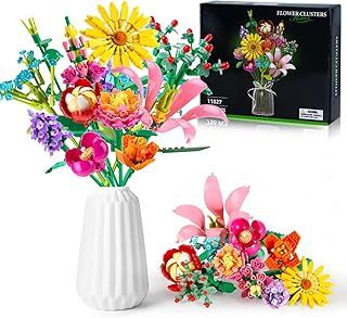 756 PCS Flower Bouquet Building Sets - 11 Kinds of Building Block Flowers, Botanical Collection Crafts Set for Home Office Decoration, Valentines Day for Adults Girl