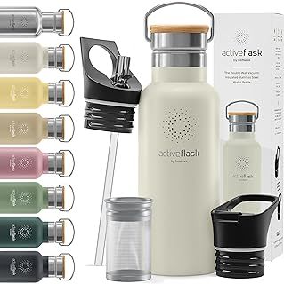 Stainless Steel Water Bottle with Straw, Infuser & 3 Lids: 1 & 0,5L Leak-Proof Vacuum Insulated ACTIVE FLASK Drinking Bottles Hot Cold: Double Walled Outdoor Drink Thermo Mug Tea Coffee Sport Gym Bike