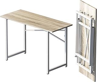 Folding Desk 120 cm, No Assembly Required Home Office Table, Writing Gaming Computer Camping Desk, Beige