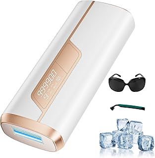 Painless Ice-Cooling IPL Hair Removal Device, 3-in-1 Laser Hair Removal Device with 9 Energy Levels, 2 Flash Modes, 600NM Red Light, IPL Laser Hair Remover for Women Men, Facial Bikini Leg Arm Body