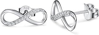 Infinity Sterling Silver Stud Earrings, AAA Cubic Zirconia Silver 925/Gold/Rose Gold Earrings for Women Jewellery Gifts for her Ladies Girls Sister Girlfriend