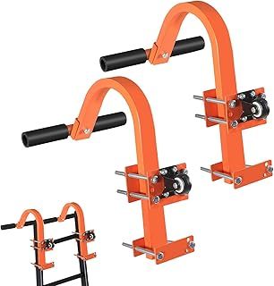 2 Pack Roof Ladder Hook Kit, 500 Lbs Load Capacity Heavy Duty Ladder Hooks with Wheel Extension Accessories Rubber Grip T-Bar for Damage Prevention, Easy Setup to Access Steep Roof