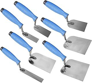 7 x Stainless Margin Stucco Trowel, Bucket Trowel Plastering Rendering DIY Tools (Set)