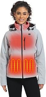 ORORO Women's Heated Jacket with 4 Heat Zones and Power Bank, Winter Heated Coat for Outdoor Hiking Camping - Charger Not Included