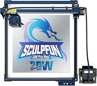 SCULPFUN S30 Pro Max La-ser Engraver, 20W Optical Power Engraving Machine with Automatic Full Air Assist Kit, Cut 10mm Plywood in One Pass, with Replaceable Lens Design and Limit Switch