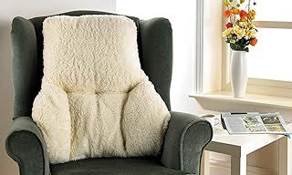 The Duvet & Pillow Company Warm Sherpa Fleece Back Rest Lumbar Support Cushion - One Size Fits Most Chairs *MADE IN UK* (Cream)