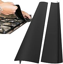 2-Pack Kitchen Silicone Counter Gap Filler,Heat-Resistant Cooker FillersGap Strips,Anti-Stain CookerGap Cover for Kitchen Countertop Easy Clean (Black)