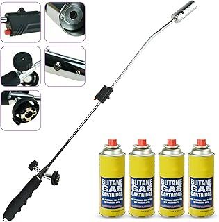 ASAB Pack of 4 Butane Gas Canisters for Camping Stove Cooking & Outdoor Destroys Moss Fungus Adjustable & Portable Flame Blowtorch Camping Gas Canisters Bottles for Weed Burners BBQ Grill