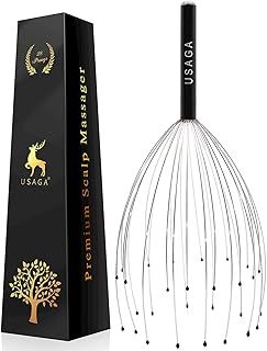 USAGA 28 Finger Head Scratcher, Head Massager, Scalp Massager for Scalp Body Relaxing and Stress Relax (Black)