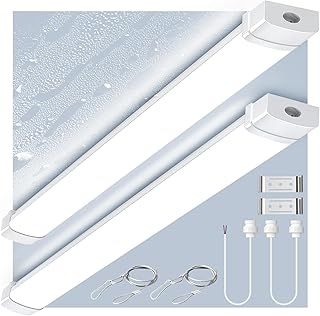 2 Packs 4FT LED Batten Light 40W - 4000LM 6500K Daylight Super Bright White, Linkable, with Clear Cover LED Tube Light, IP65 Waterproof Ceiling Surface Mounted Light for Office Workshop