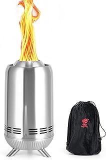 XL Tabletop Fire Pit, Stainless Steel Outdoor Stove, Low Smoke Burning Portable fire pits Firepit Fueled by Pellets or Wood, for Urban & Suburbs, with Travel Bag,30.6x16.3cm