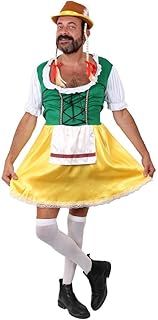 BAVARIAN YELLOW AND GREEN MENS DRESS WITH DELUXE BROWN HAT AND BLONDE PLAITS STAG NIGHT COSTUME FANCY DRESS