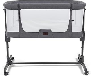 BABYLO Aurora Bedside Crib & Standalone Baby Cot with Mattress, Grey, 0 – 6 Months (9kg)
