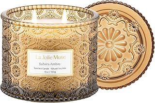 LA Jolie Muse Sahara Ambre Candle, Candles for Home Scented, Amber Scented Candle, Large 2-Wick Soy Candle, Clean Burning Candles, 60 Hours, 12 OZ