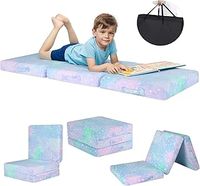 MeMoreCool Foldable Mattress for Kids, Glowing Stars Toddler Floor Chair Sofa Bed for Sleeping Daycare, Small Folding Mattress Floor Z Bed, Trifold Children Futon Portable Couch