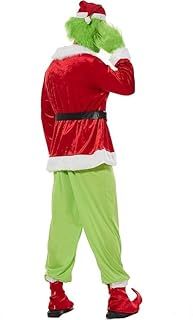 Niceyoeuk 7PCS Christmas Green Monster Costume Set How The Green Monster Stole Christmas Halloween Xmas Funny Cosplay Costume Props