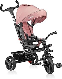 LIONELO Haari 2in1 Kids Tricycle Stroller for toddlers 1-5 Years Up to 25kg Parent steering control Swivel seat Three wheeler Bike Harness Canopy Basket Cup Holder Robust frame Durable wheels