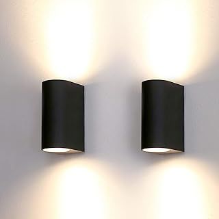 HLFVLITE 2-Pack Outdoor Wall Lights Aluminum Up/Down Outside Wall Lamp Exterior Wall Sconce, IP44 Waterproof Black Garden Lights for Patio, Terrace, Garden, Hallway, Balcony, Porch, Post, Pathway
